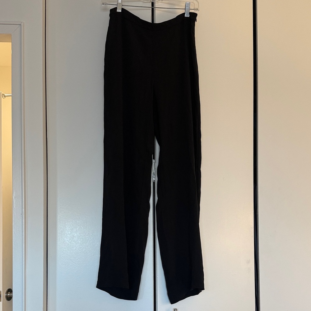 Eileen Fisher Silk Black High-Waisted Pants